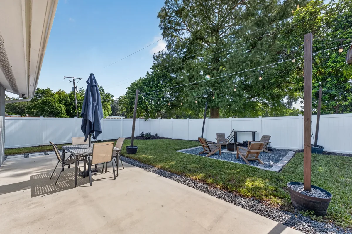 Backyard with fire pit